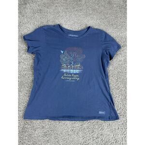 Life Is Good Shirt Womens Large Blue Nature Keeps Humming Along Crusher Lite*